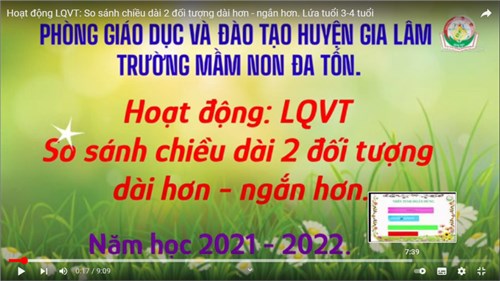 Toán   Dạy trẻ kỹ năng So sánh chiều dài của 2 đối tượng  - Giáo viên: Lê Thị Nhã